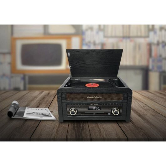 Tocadiscos Muse MT-115 W 20W Bluetooth USB CD FM Onbekende Aandrijving Hout Zwart