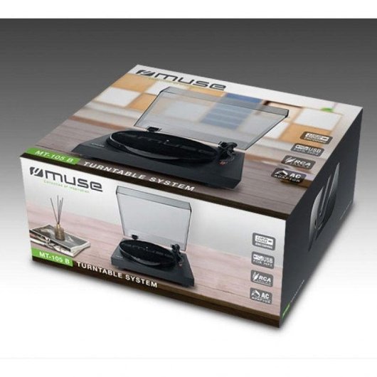 Tocadiscos Muse MT-105 B USB Tracción Courroie Vinyle 33/45 tours Noir