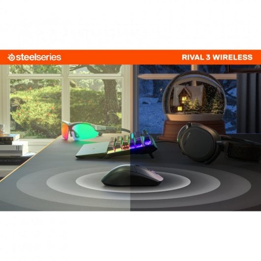 Mouse da gioco wireless wireless SteelSeries Rival 3 18000 DPI nero