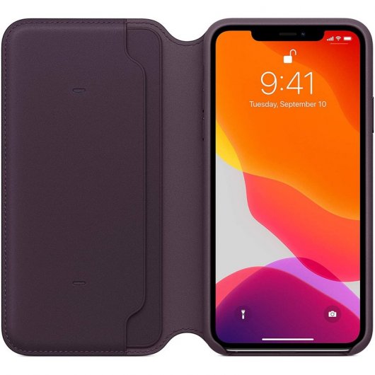 Apple Leder-Folio-Hülle in Aubergine für iPhone 11 Pro Max