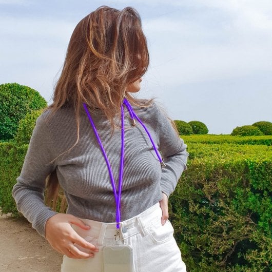 Cooles violettes Universal-Lanyard zum Aufhängen mit Karte für Smartphone