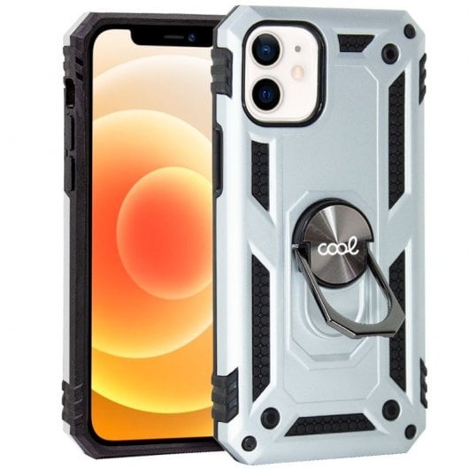 Cool Capa Hard Prateada com Anel para iPhone 12 Mini