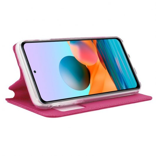 Étui à rabat rose uni cool pour Xiaomi Redmi Note 10 Pro