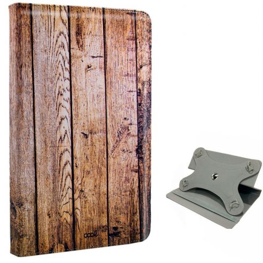 Cool Funda Polipiel Giratoria Madera para Ebook/Tablet 10"