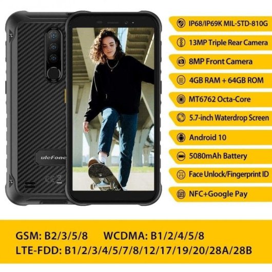 Ulefone Armor X8 4G 4GB 64GB 5.7" Nero Arancione