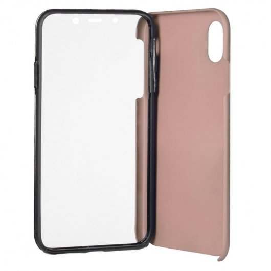Funda Cromada con Tapa Oro Rosa para iPhone X