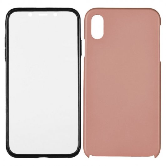 Funda Cromada con Tapa Oro Rosa para iPhone X