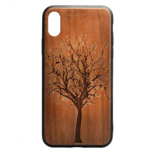 Funda Madera Tallada Árbol para iPhone X