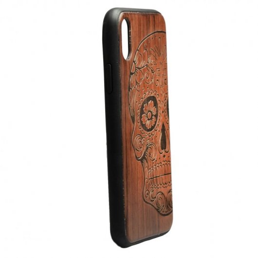 Funda Madera Tallada Calavera Mexicana para iPhone X