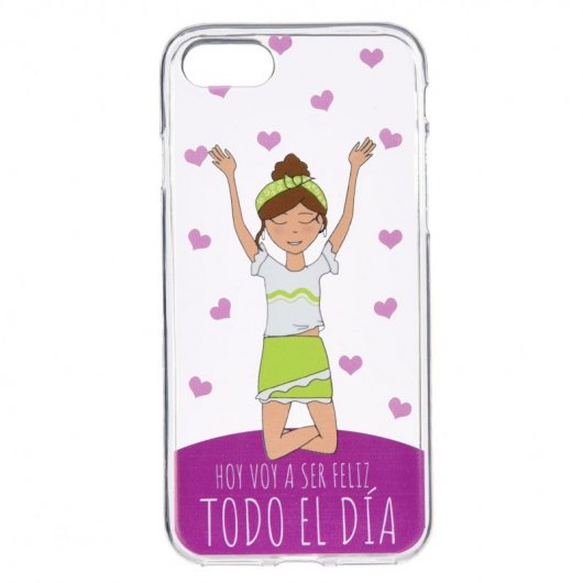 Funda Dibujo Hoy Voy a Ser Feliz Todo el Día para iPhone SE