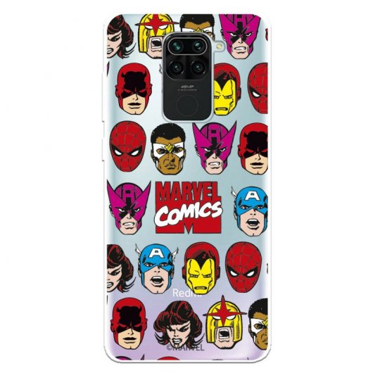 Funda Oficial de Marvel Superhéroes Siluetas Transparente Marvel para Xiaomi Redmi Note 9