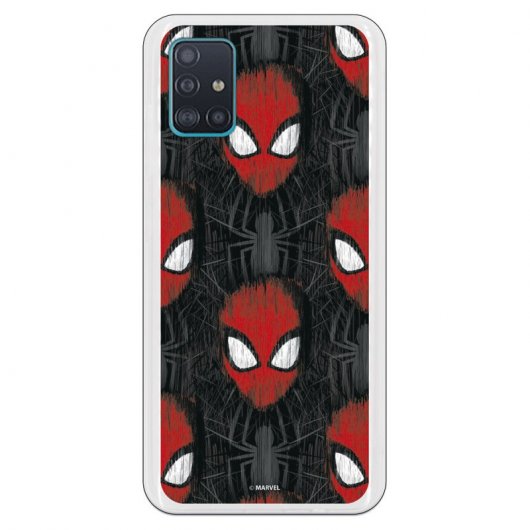 Funda Oficial de Marvel Spiderman Caras Fondo Negro Marvel para Samsung Galaxy A51 5G