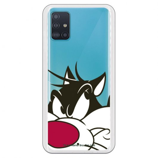 Funda Oficial de Warner Bros Silvestre Silueta Transparente Looney Tunes para Samsung Galaxy A51 5G