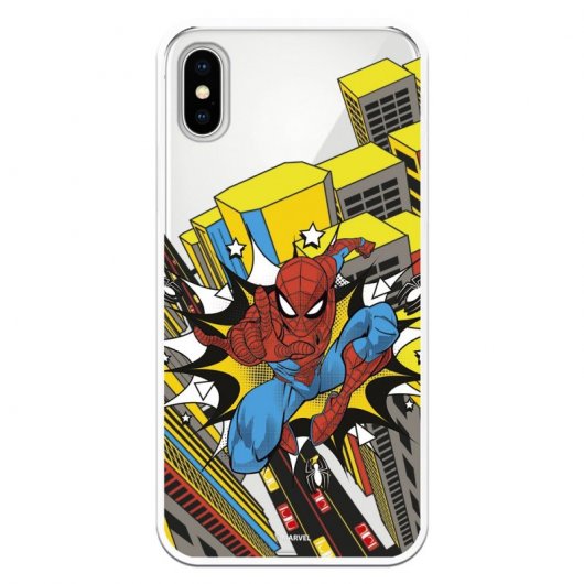 Funda Oficial de Marvel Spiderman Ciudad Transparente para iPhone X