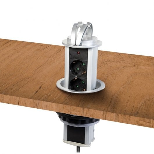 LogiLink Regleta Retráctil 3 Tomas 1.8m Plateada