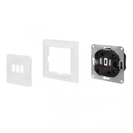 LogiLink PA0254 Base de Enchufe de Pared USB/USB-C Blanca