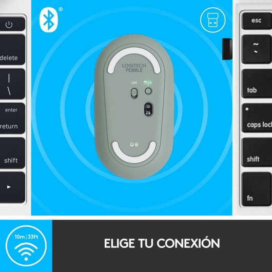 Logitech Pebble M350 Ratón Óptico Inalámbrico Verde