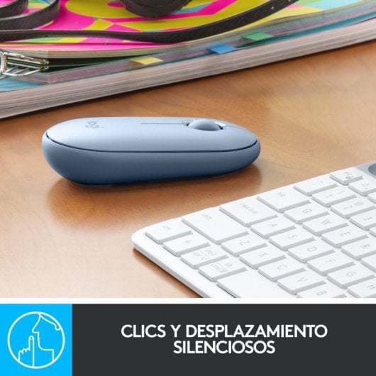 Logitech Pebble M350 Ratón Óptico Inalámbrico Azul