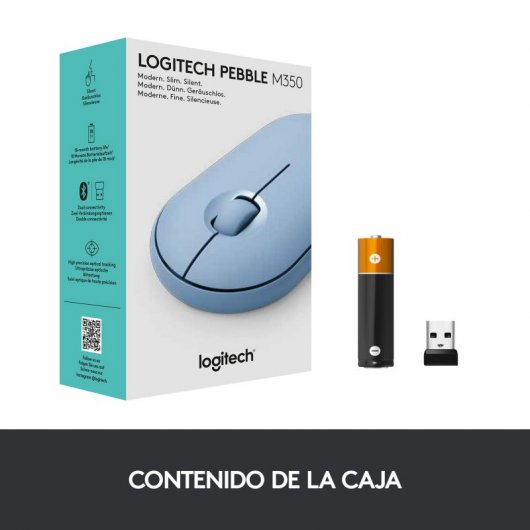 Logitech Pebble M350 Ratón Óptico Inalámbrico Azul