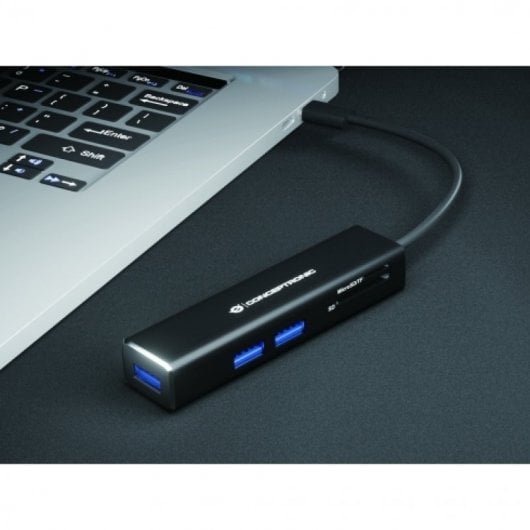 Conceptronic DONN08B Hub USB con Lector de Tarjetas