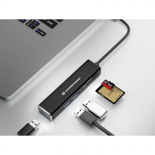 Conceptronic DONN08B Hub USB con Lector de Tarjetas