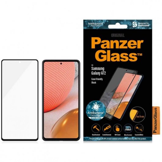 PanzerGlass Protector Pantalla Antibacteriano Negro para Samsung Galaxy A72