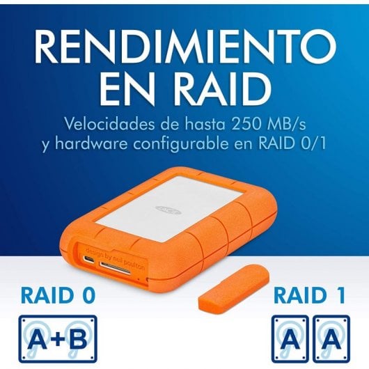 LaCie Rugged RAID Pro disque dur externe 4000 Go Gris, Orange