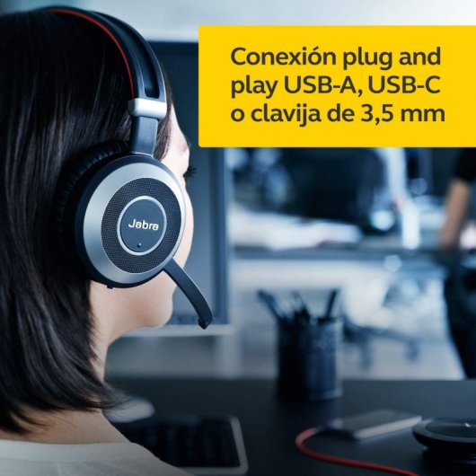 Jabra Evolve 80 MS Auriculares con Micrófono Negros