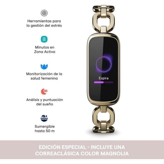 Aktivitätsarmband Fitbit Luxe Bluetooth AMOLED Gold 5 Tage Herzfrequenz SpO2 Wasserdicht