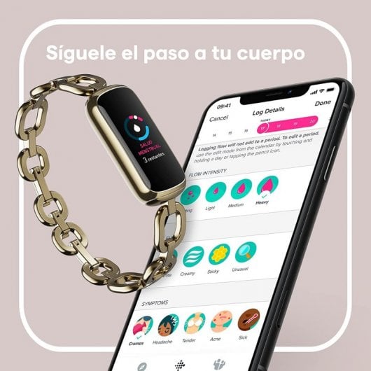 Fitbit Luxe Activity Bracelet Édition Spéciale Gorjana Parker Link Bracelet Or Acier Inoxydable + Bracelet Magnolia