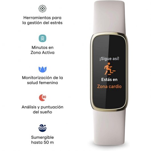 Fitbit Luxe Pulseira de Atividade Branco Marfim/Aço Inoxidável Dourado
