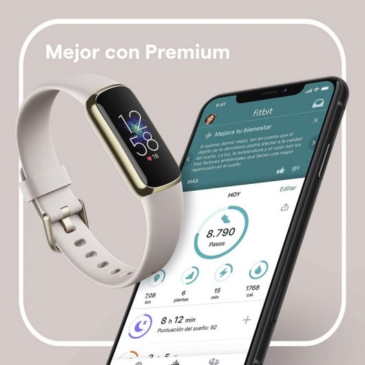 Fitbit Luxe Pulseira de Atividade Branco Marfim/Aço Inoxidável Dourado