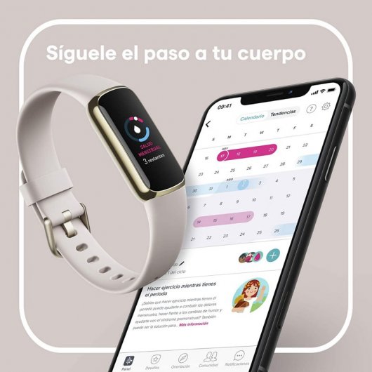 Fitbit Luxe Pulseira de Atividade Branco Marfim/Aço Inoxidável Dourado