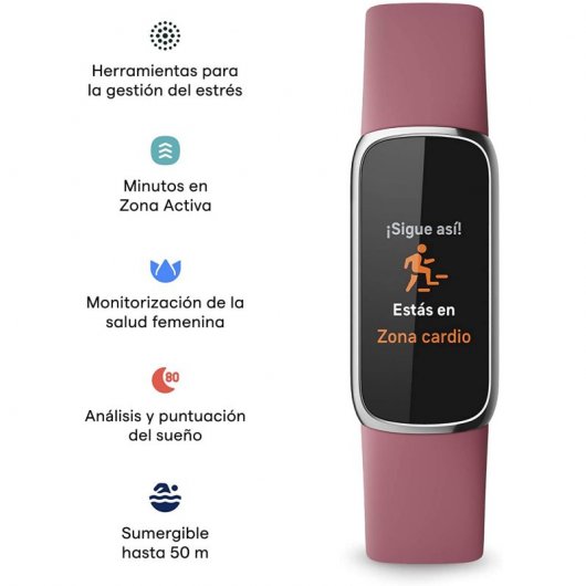 Fitbit Luxe Pulsera de Actividad Rosa Orquídea/Acero Inoxidable Platino