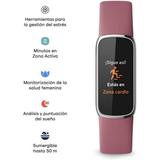 Fitbit Luxe Pulsera de Actividad Rosa Orquídea/Acero Inoxidable Platino