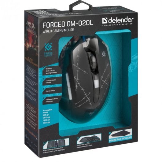 Defender Forced GM-020L 5 Rato Gaming 3200DPI Preto