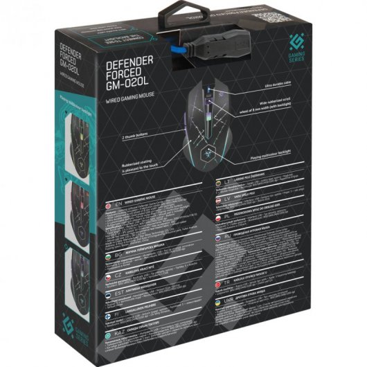 Defender Forced GM-020L 5 Rato Gaming 3200DPI Preto