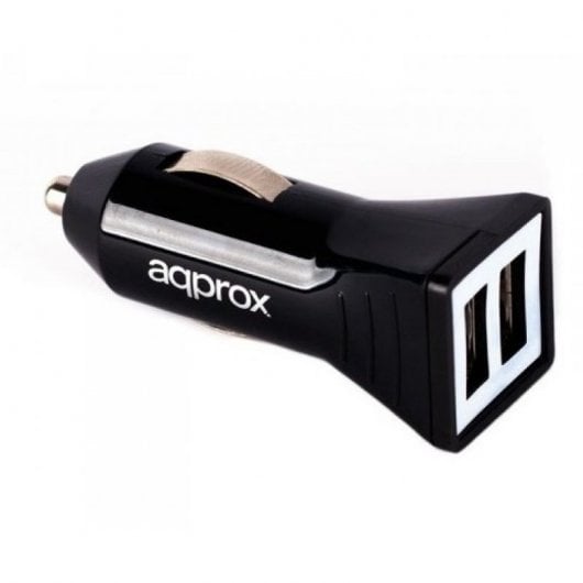 Approx Cargador de Coche 2 Puertos USB Negro