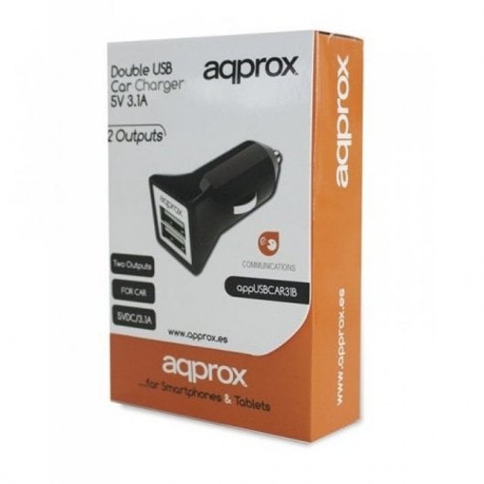 Approx Cargador de Coche 2 Puertos USB Negro