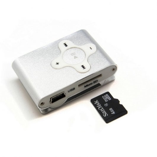Unotec Clip Reproductor MP3 MicroSD Plata