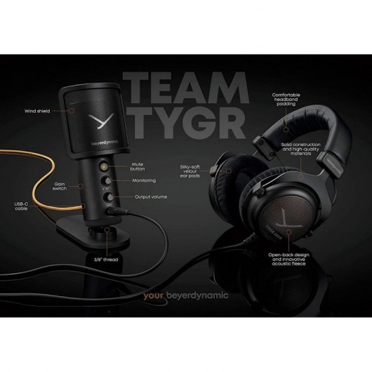Beyerdynamic Team TYGR avec casque TYGR 300 R et microphone USB Fox