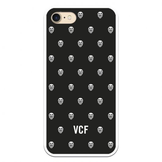 Funda Oficial del Valencia CF Escudos Blancos Fondo Negro Licencia Oficial del Valencia CF para iPhone 7/iPhone 8