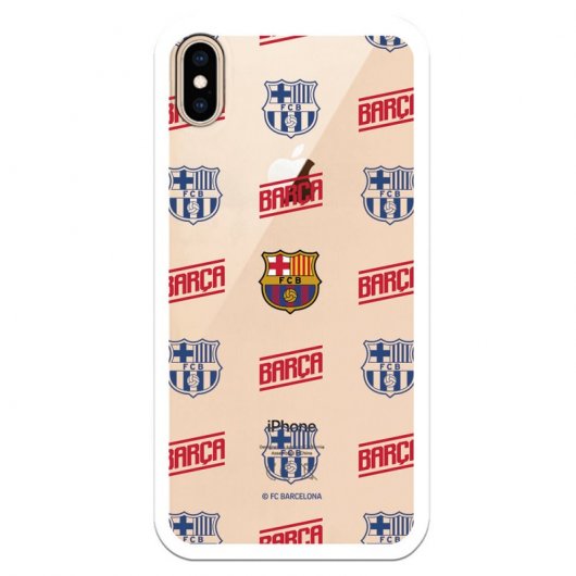 Funda del Barcelona Escudo Patrón Rojo y Azul Transparente Licencia Oficial FC Barcelona para iPhone XS Max