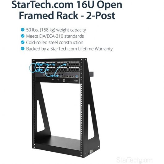 StarTech.com Rack da Server robusti da 16U a 2 montanti - Armadio Server a quadro Aperto