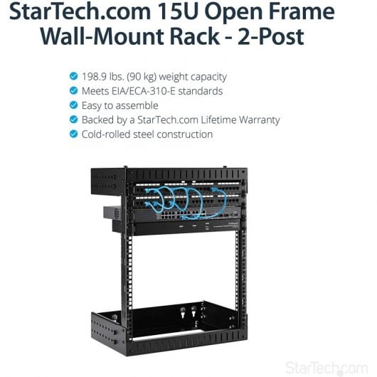 StarTech.com Rack serveur mural 12U - Armoire réseau à cadre ouvert - Profondeur de 30 à 50 cm