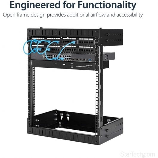 StarTech.com Rack serveur mural 12U - Armoire réseau à cadre ouvert - Profondeur de 30 à 50 cm