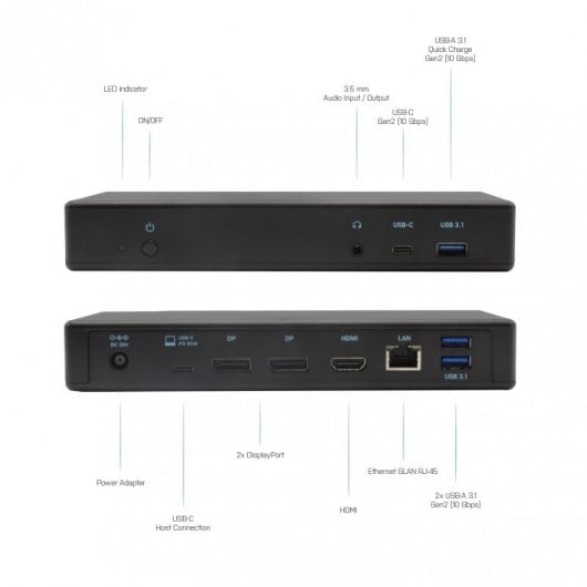 i-tec C31TRIPLEDOCKPD replicatore di porte e docking station per laptop Cablato USB 3.2 Gen 2 (3.1 Gen 2) Type-C Nero