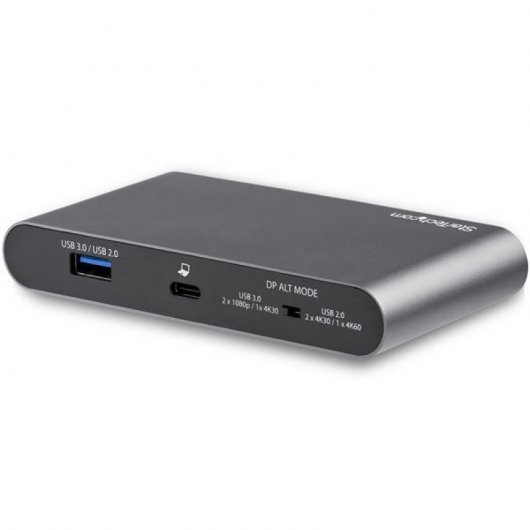 StarTech.com Dock USB-C à double affichage Displayport 4K - Mini Station d'Accueil - Power Delivery Passthrough 100 W - GbE - Hub USB-A 2 Ports - Adaptateur Multiport USB Type C - Câble 1m