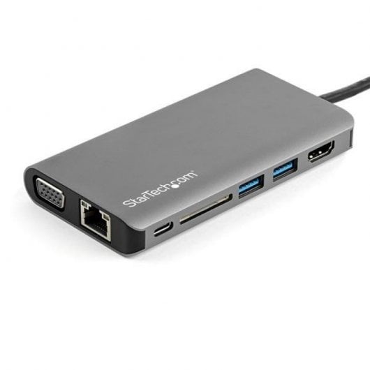 StarTech.com Adattatore multiporta USB C - Mini dock da viaggio USB-C con HDMI 4K o VGA 1080p - Hub USB 3.0 3x, SD, GbE, audio, pass-through PD da 100 W - Docking station portatile per laptop / tablet