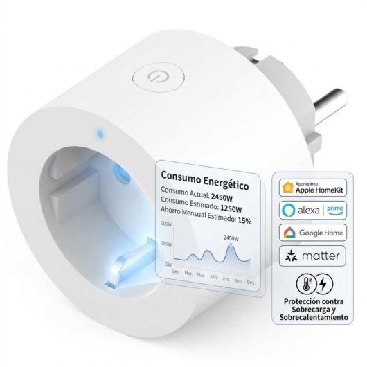 Aqara Smart Plug EU Zigbee 3.0 SP-EUC01 – Monitorización Consumo 2300 W | HomeKit, Alexa, Google